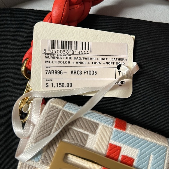 NWT FENDI Nano Baguette Multicolour canvas charm - Picture 9 of 14